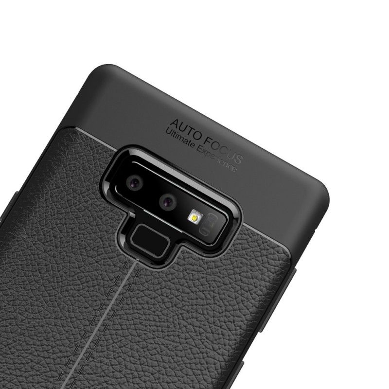 Cover Samsung Galaxy Note 9 Sort Dobbeltlinjet Lychee-Effekt Beskyttelse