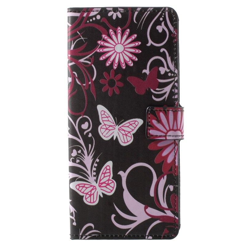 Flip Cover Samsung Galaxy Note 9 Lilla Sommerfugle Og Blomster