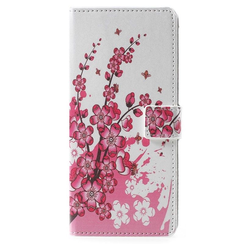 Flip Cover Samsung Galaxy Note 9 Magenta Tropiske Blomster