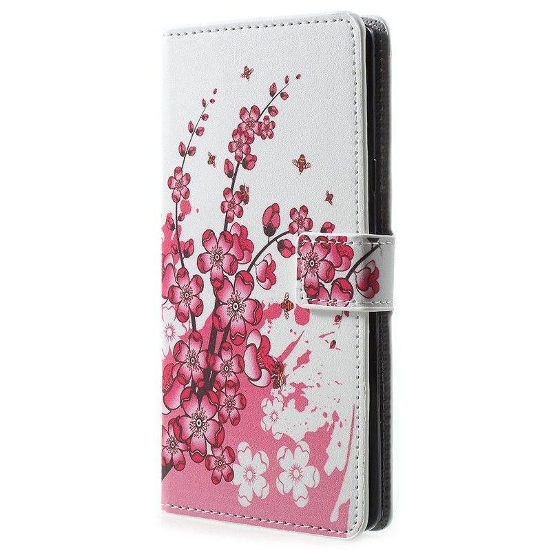 Flip Cover Samsung Galaxy Note 9 Magenta Tropiske Blomster