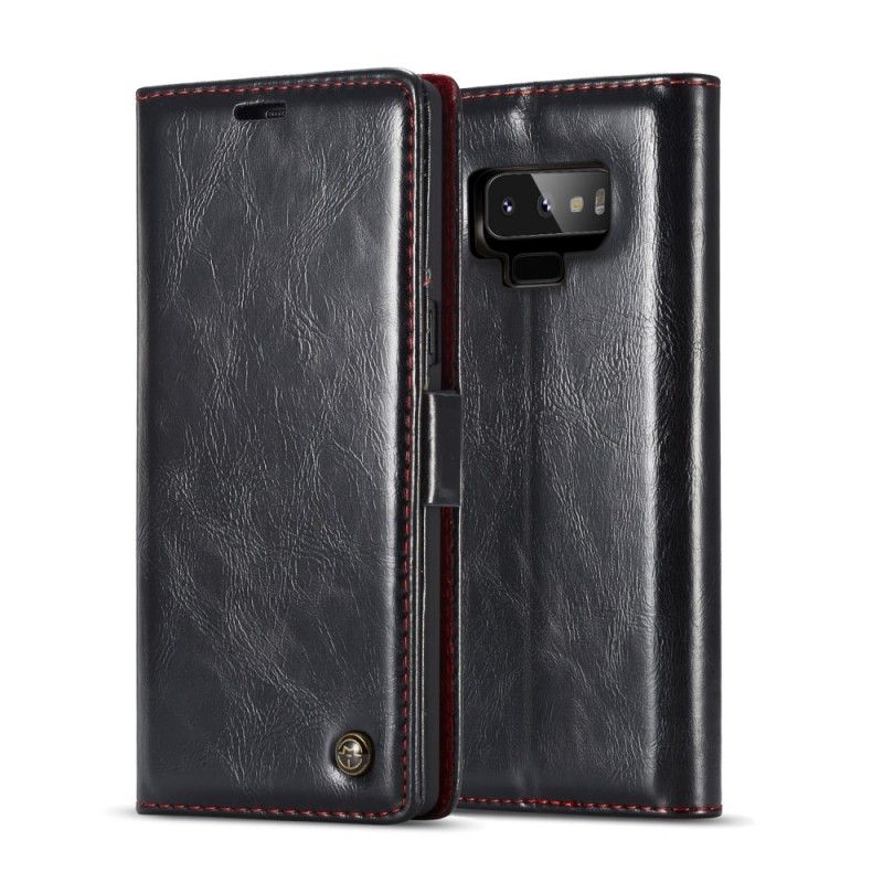 Flip Cover Samsung Galaxy Note 9 Sort Mobilcover Vokset Læder-Effekt Caseme