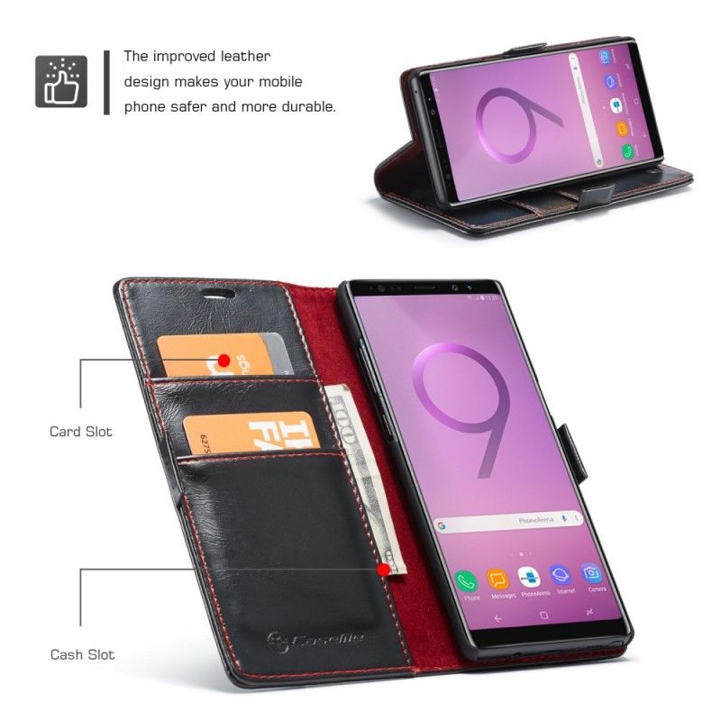 Flip Cover Samsung Galaxy Note 9 Sort Mobilcover Vokset Læder-Effekt Caseme