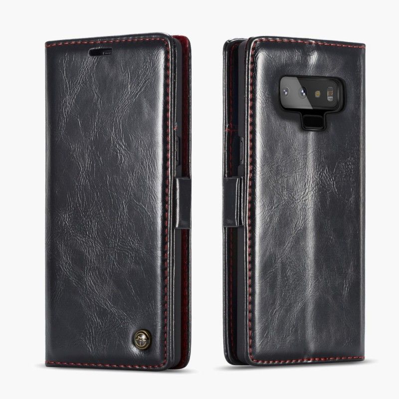 Flip Cover Samsung Galaxy Note 9 Sort Mobilcover Vokset Læder-Effekt Caseme