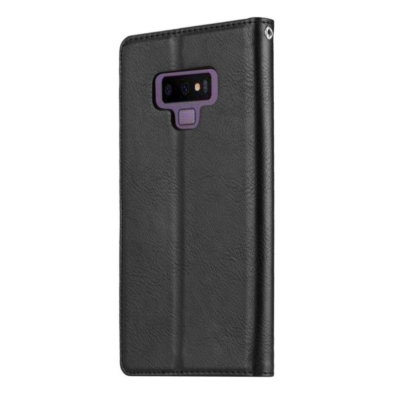 Læder Cover Samsung Galaxy Note 9 Sort Kortholder I Kunstlæder