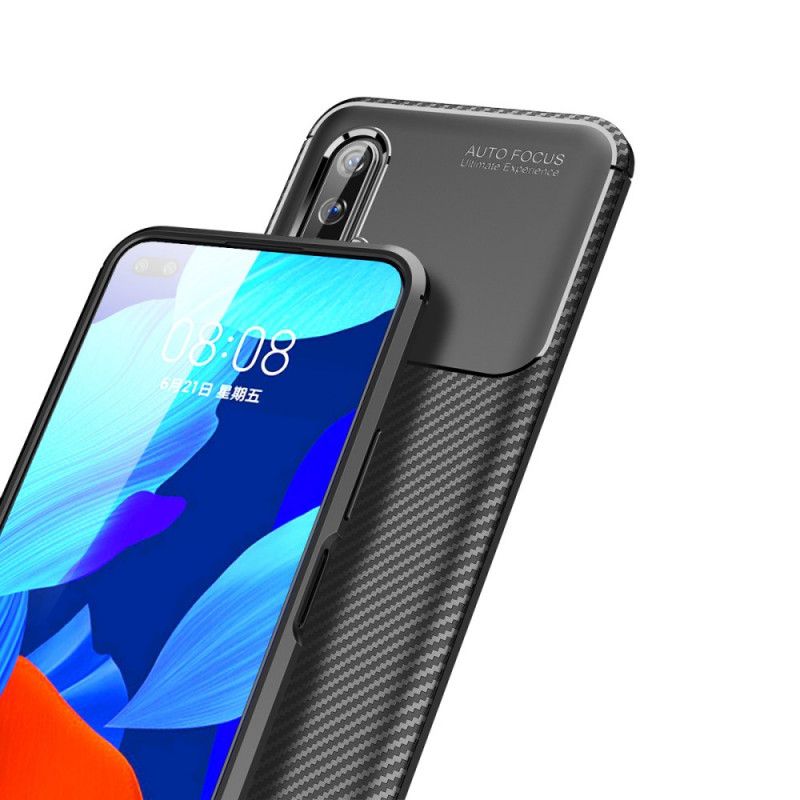 Cover Huawei Nova 6 Sort Fleksibel Kulfibertekstur