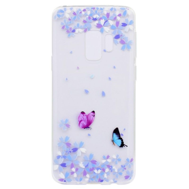 Cover Samsung Galaxy S9 Gennemsigtige Sommerfugle Og Blomster