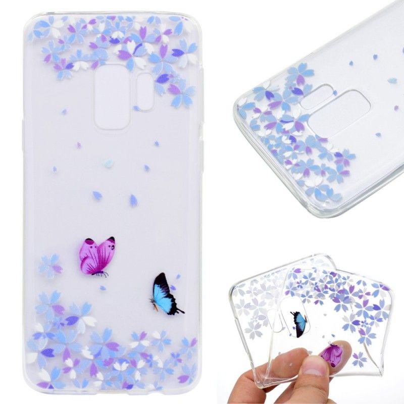 Cover Samsung Galaxy S9 Gennemsigtige Sommerfugle Og Blomster