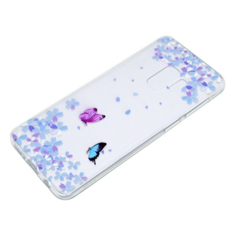 Cover Samsung Galaxy S9 Gennemsigtige Sommerfugle Og Blomster