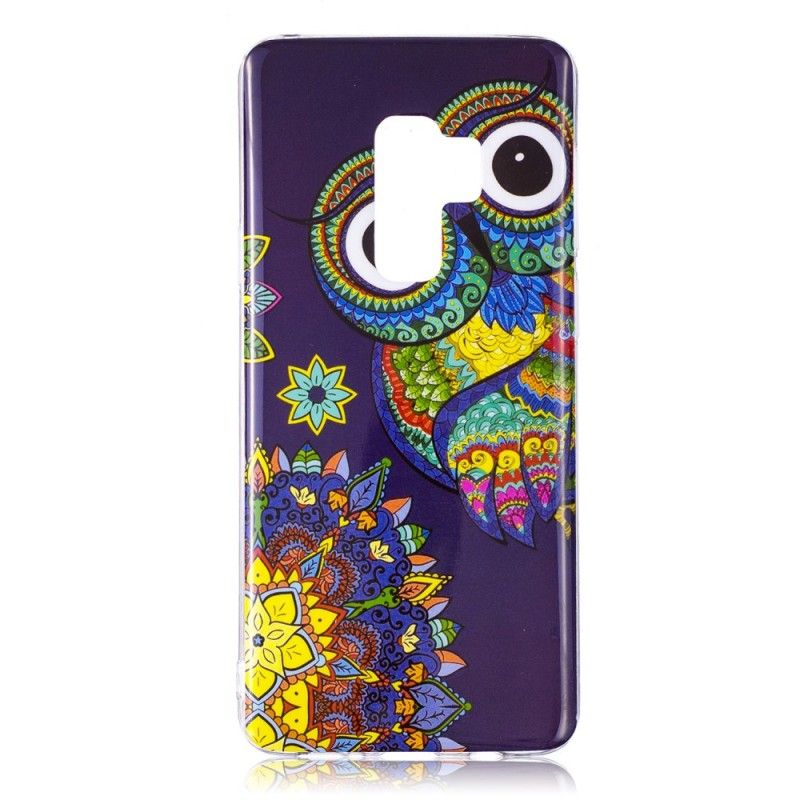 Cover Samsung Galaxy S9 Mobilcover Fluorescerende Mandala Ugle