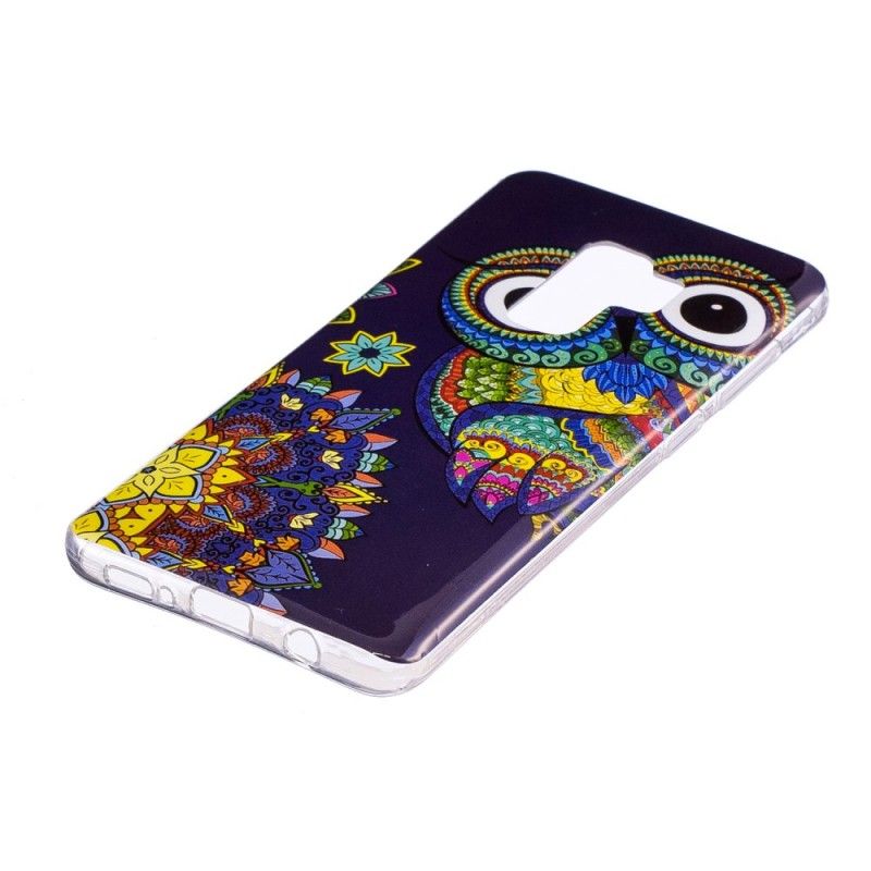 Cover Samsung Galaxy S9 Mobilcover Fluorescerende Mandala Ugle