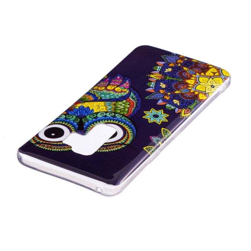 Cover Samsung Galaxy S9 Mobilcover Fluorescerende Mandala Ugle