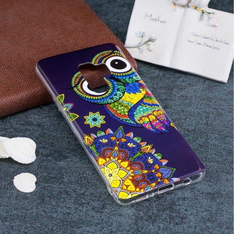 Cover Samsung Galaxy S9 Mobilcover Fluorescerende Mandala Ugle