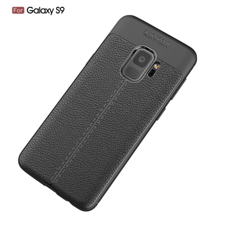 Cover Samsung Galaxy S9 Sort Dobbelt Line Lychee Læder Effekt