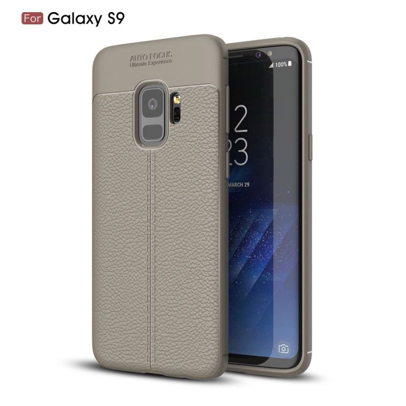 Cover Samsung Galaxy S9 Sort Dobbelt Line Lychee Læder Effekt