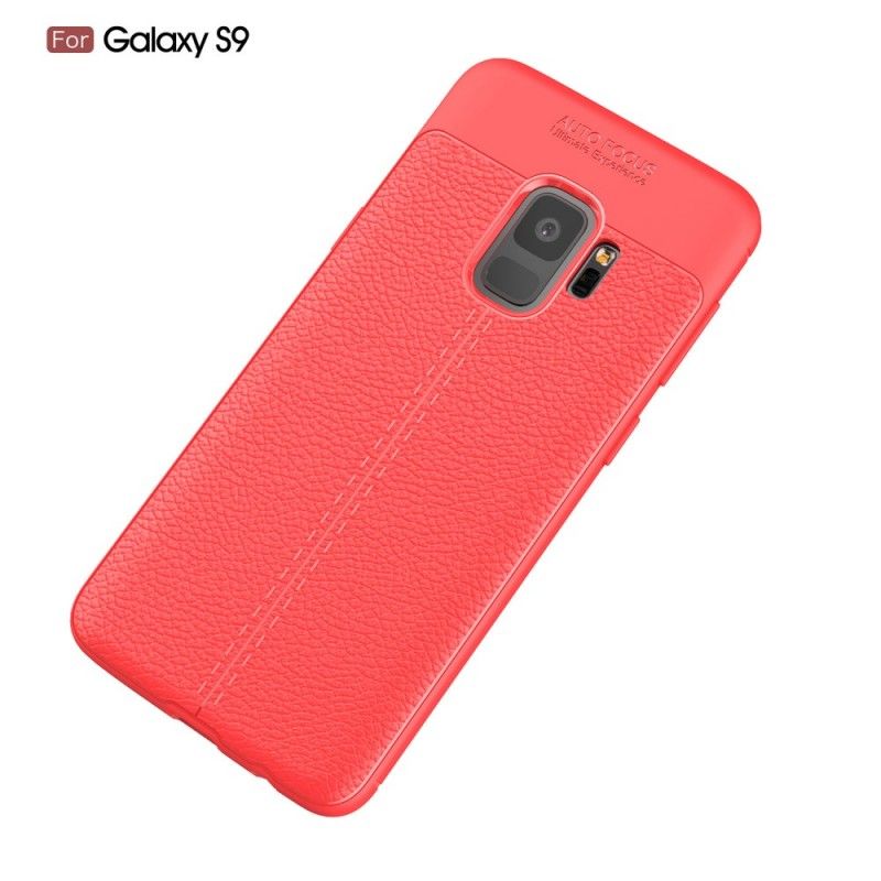 Cover Samsung Galaxy S9 Sort Dobbelt Line Lychee Læder Effekt