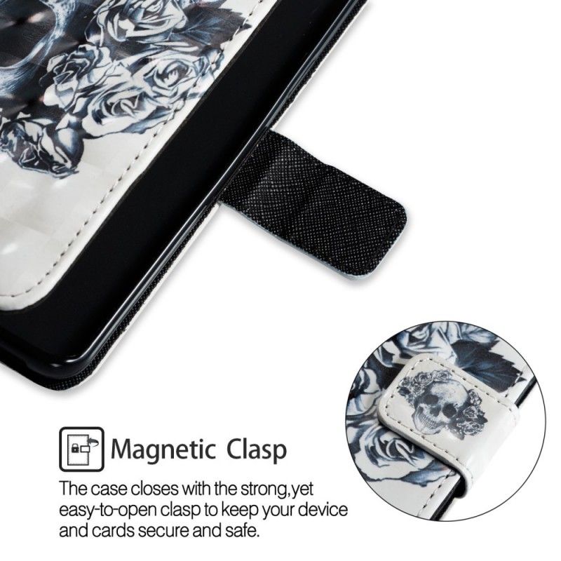 Flip Cover Læder for Samsung Galaxy S9 3D Blomsterskalle