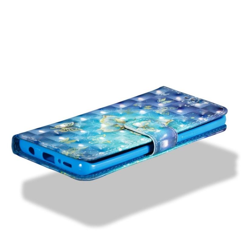 Flip Cover Læder for Samsung Galaxy S9 3D Gyldne Sommerfugle