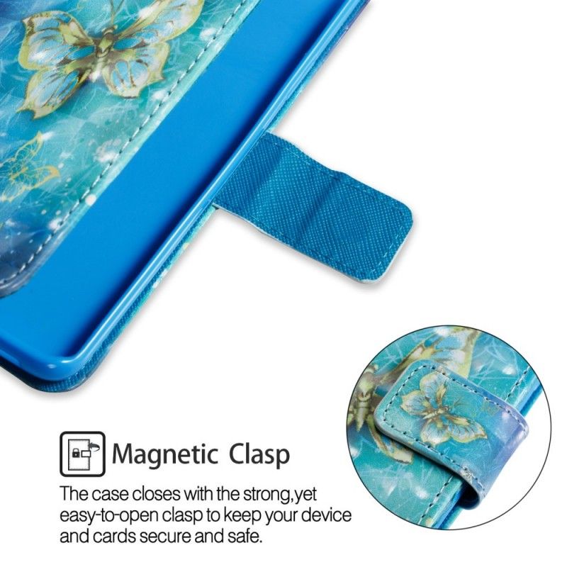 Flip Cover Læder for Samsung Galaxy S9 3D Gyldne Sommerfugle