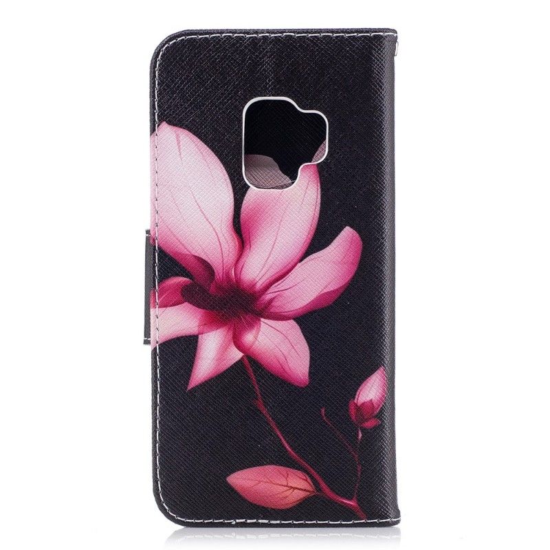 Flip Cover Læder for Samsung Galaxy S9 Lyserød Blomst