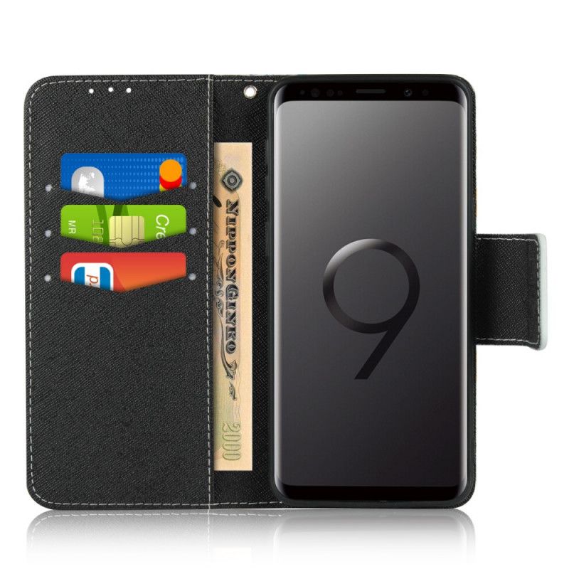 Flip Cover Læder for Samsung Galaxy S9 Lyserød Stropper