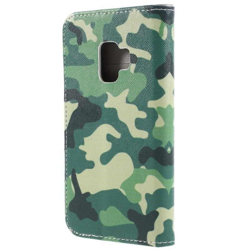 Flip Cover Læder for Samsung Galaxy S9 Militær Camouflage