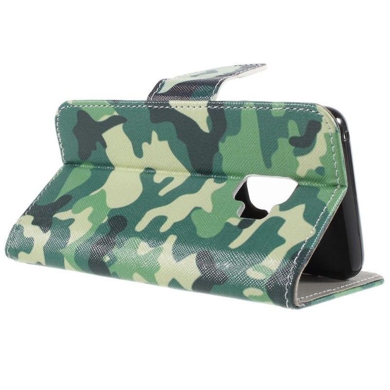 Flip Cover Læder for Samsung Galaxy S9 Militær Camouflage