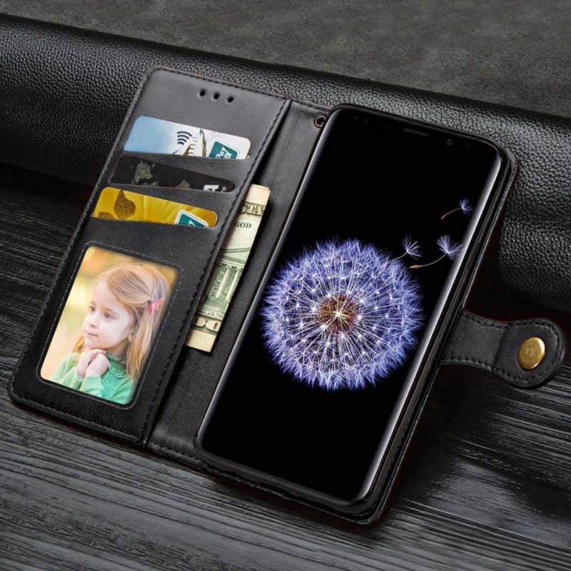 Flip Cover Læder for Samsung Galaxy S9 Sort Kunstlæder Og Vintage Lås