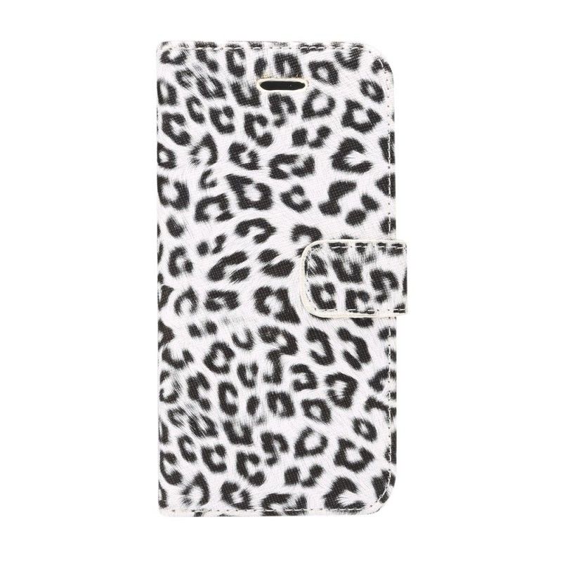 Flip Cover Læder Samsung Galaxy S9 Hvid Leopard