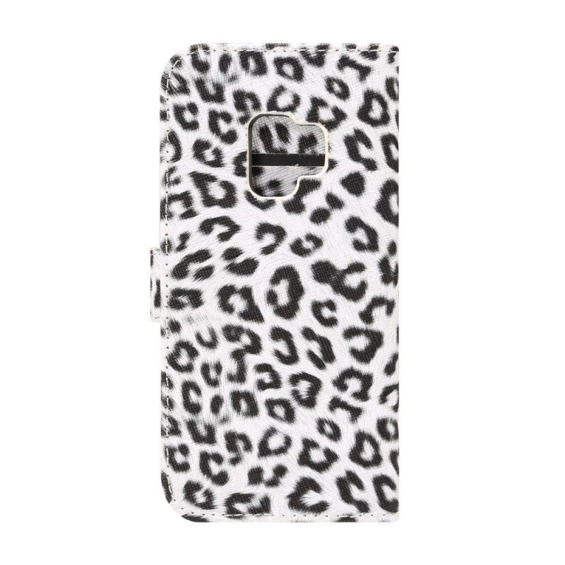 Flip Cover Læder Samsung Galaxy S9 Hvid Leopard