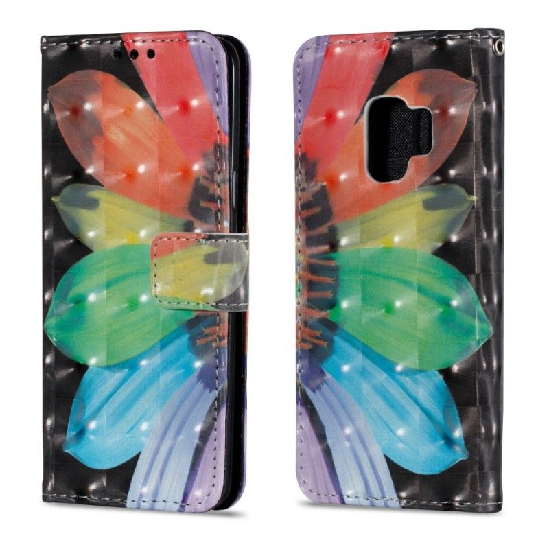 Flip Cover Læder Samsung Galaxy S9 Malet Blomst