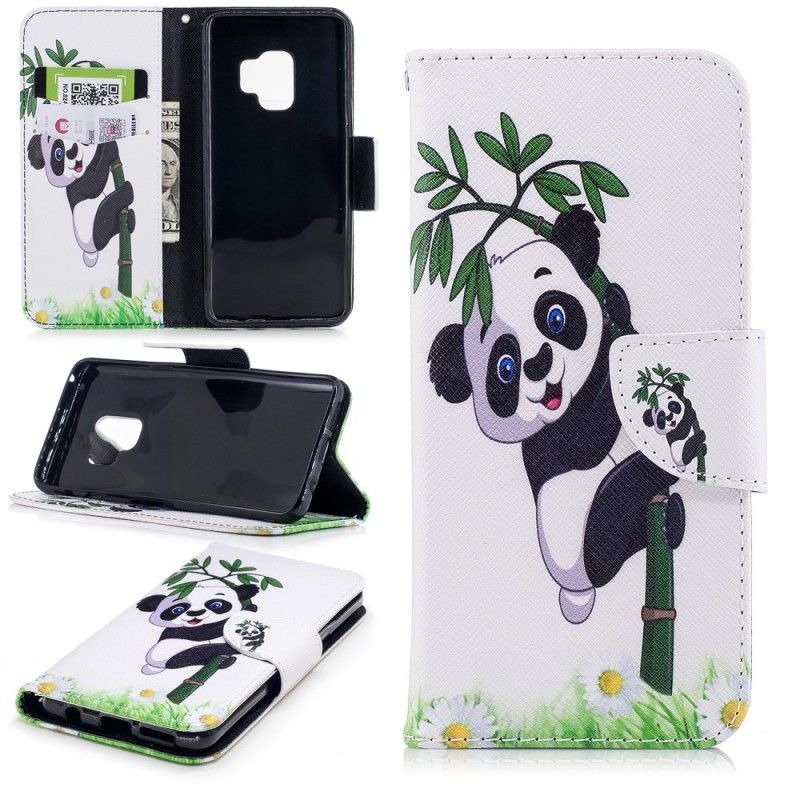 Flip Cover Læder Samsung Galaxy S9 Panda På Bambus Original