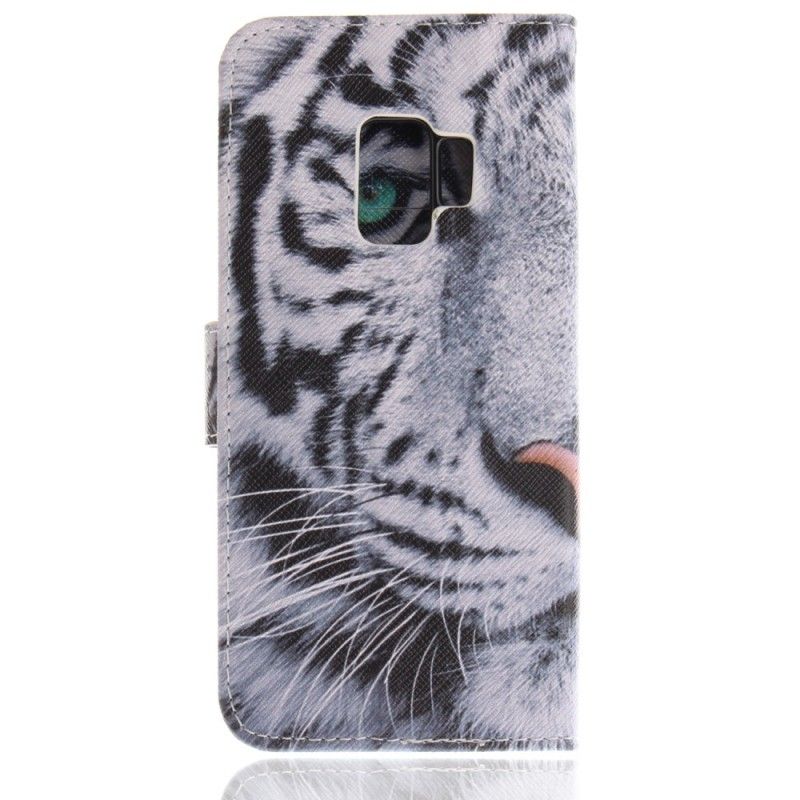 Flip Cover Læder Samsung Galaxy S9 Tiger Ansigt Original