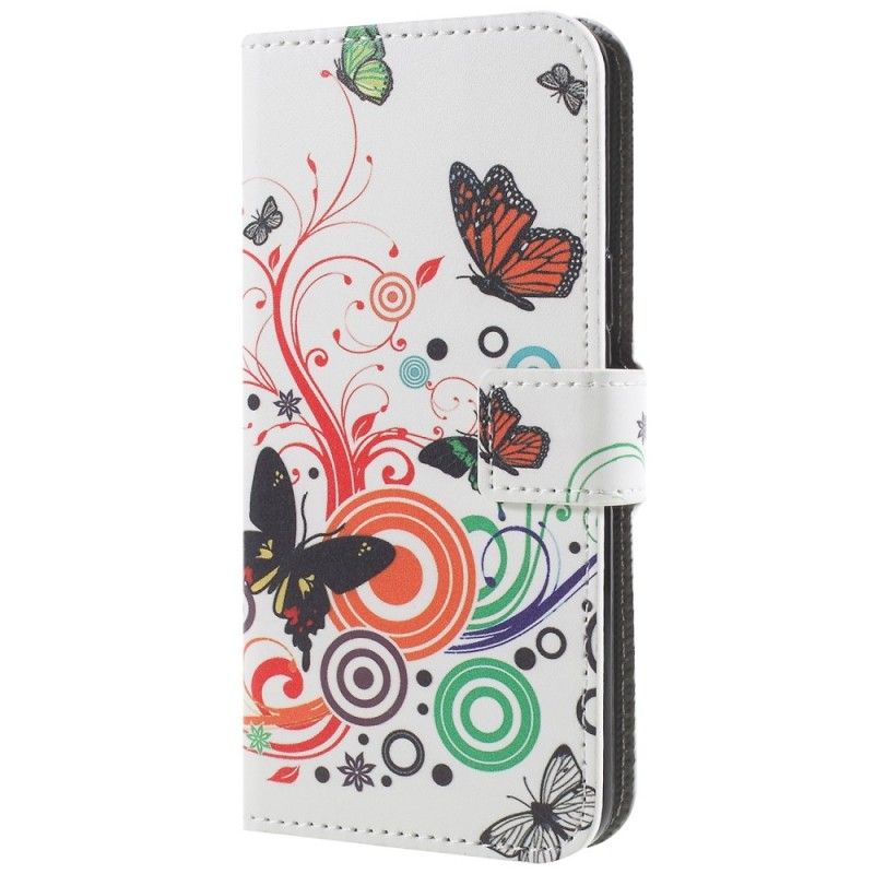 Flip Cover Samsung Galaxy S9 Sort Mobilcover Sommerfugle Og Blomster