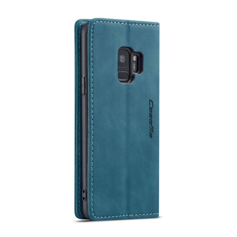 Læder Cover Samsung Galaxy S9 Sort Imiteret Læderetui