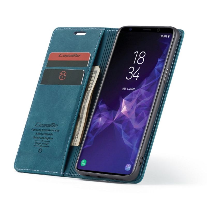 Læder Cover Samsung Galaxy S9 Sort Imiteret Læderetui