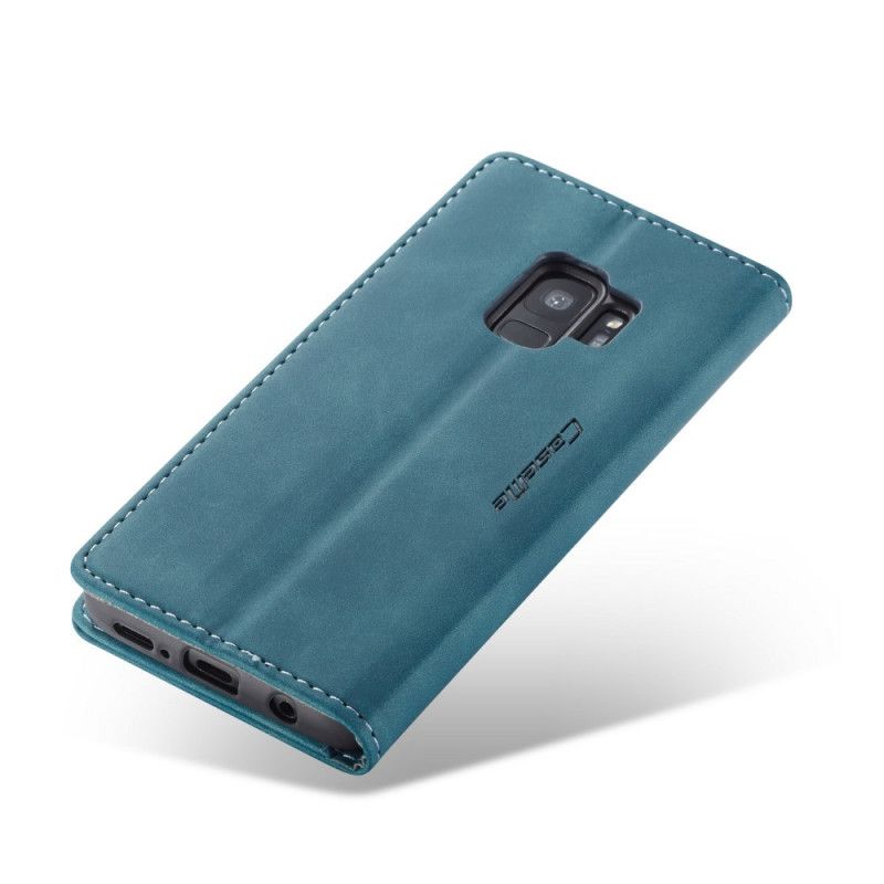 Læder Cover Samsung Galaxy S9 Sort Imiteret Læderetui