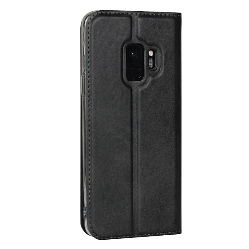 Læder Cover Samsung Galaxy S9 Sort Klasse Kunstlæder Med Rem