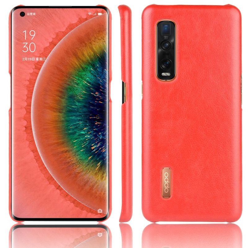 Cover for Oppo Find X2 Pro Sort Ydeevne Lychee Læder Effekt