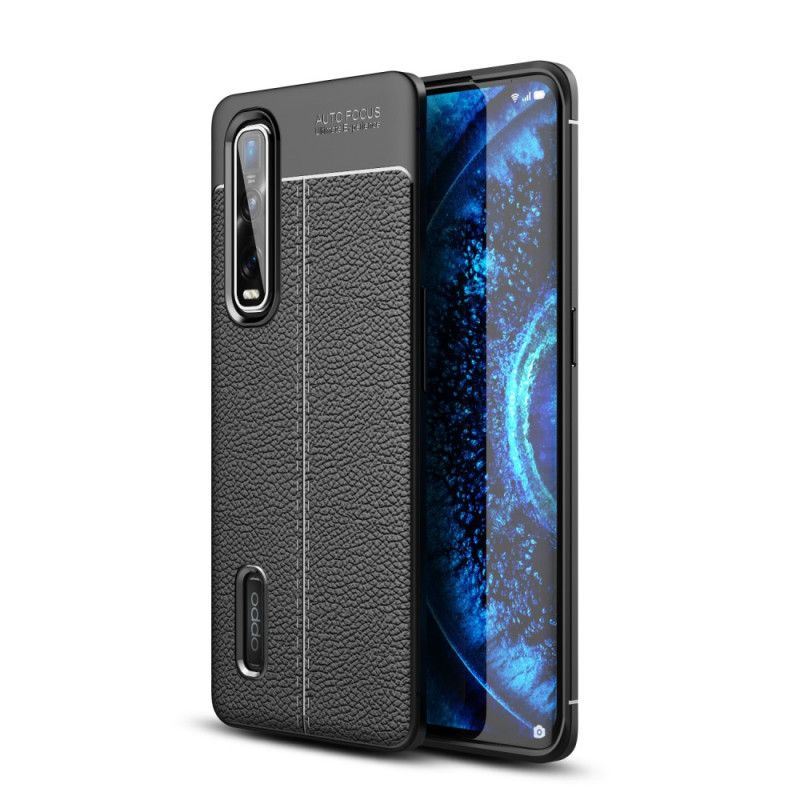 Cover Oppo Find X2 Pro Sort Dobbelt Line Lychee Læder Effekt