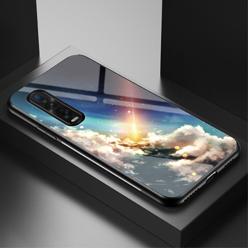 Cover Oppo Find X2 Pro Sort Hærdet Glas Med Stjernehimmel