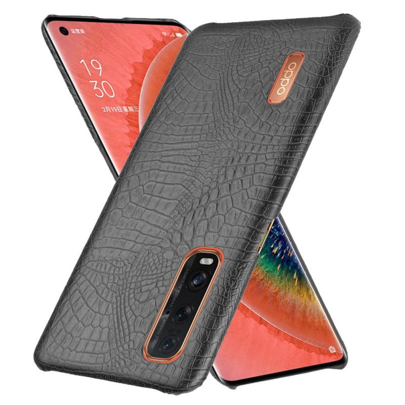 Cover Oppo Find X2 Pro Sort Mobilcover Krokodillehudeffekt