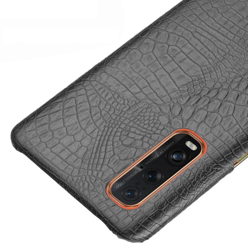 Cover Oppo Find X2 Pro Sort Mobilcover Krokodillehudeffekt