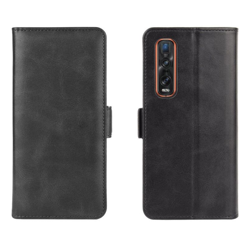 Flip Cover Læder Oppo Find X2 Pro Sort Dobbelt Flap Original