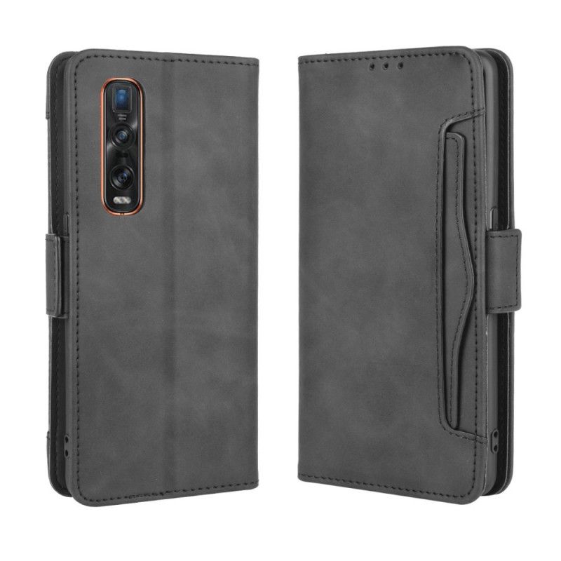 Flip Cover Læder Oppo Find X2 Pro Sort Førsteklasses Multikort Original