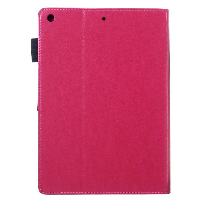 Flip Cover iPad 10.2" (2019) (2020) Rød Lædereffekt Sommerfugle Diamanter