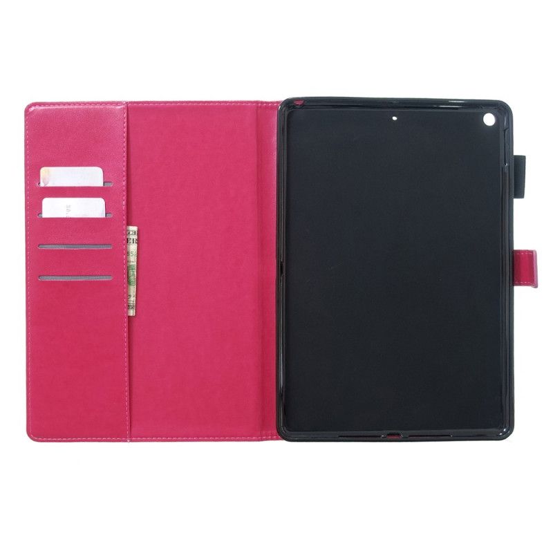 Flip Cover iPad 10.2" (2019) (2020) Rød Lædereffekt Sommerfugle Diamanter