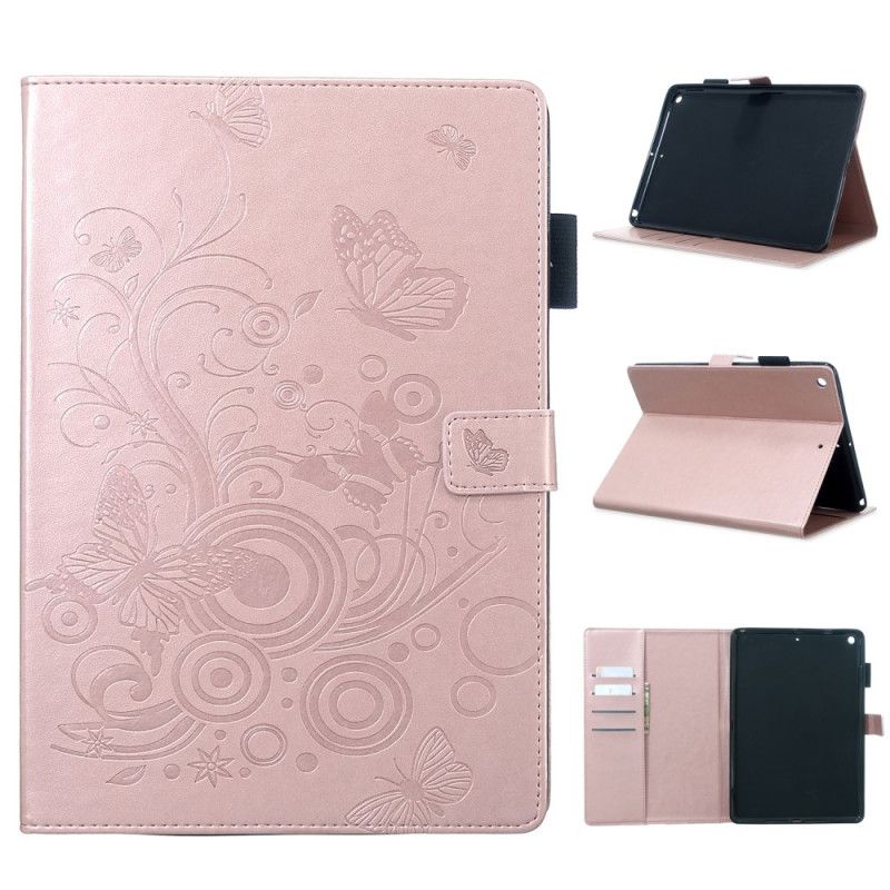 Flip Cover iPad 10.2" (2019) (2020) Rød Mobilcover Ædru Sommerfugle Lædereffekt