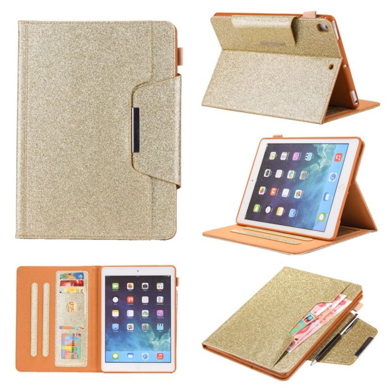 Flip Cover Læder for iPad 10.2" (2019) (2020) Lilla Pailletter Sølvlås