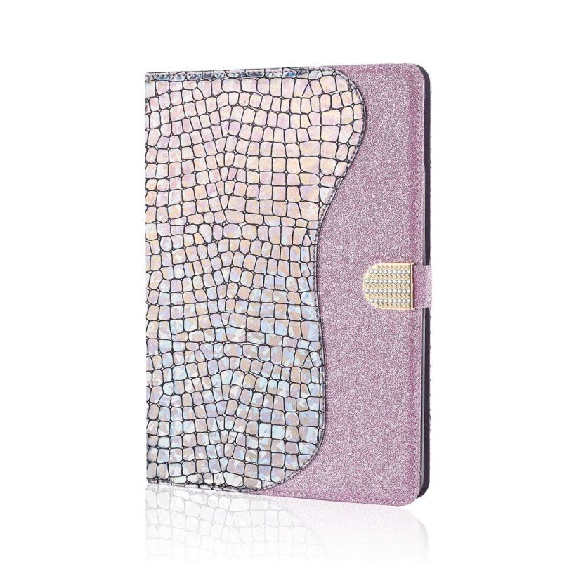 Flip Cover Læder for iPad 10.2" (2019) (2020) Lyseblå Glitter Krokodille