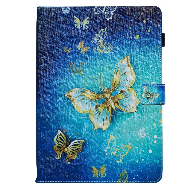 Flip Cover Læder for iPad 10.2" (2019) (2020) Sort Gyldne Sommerfugle